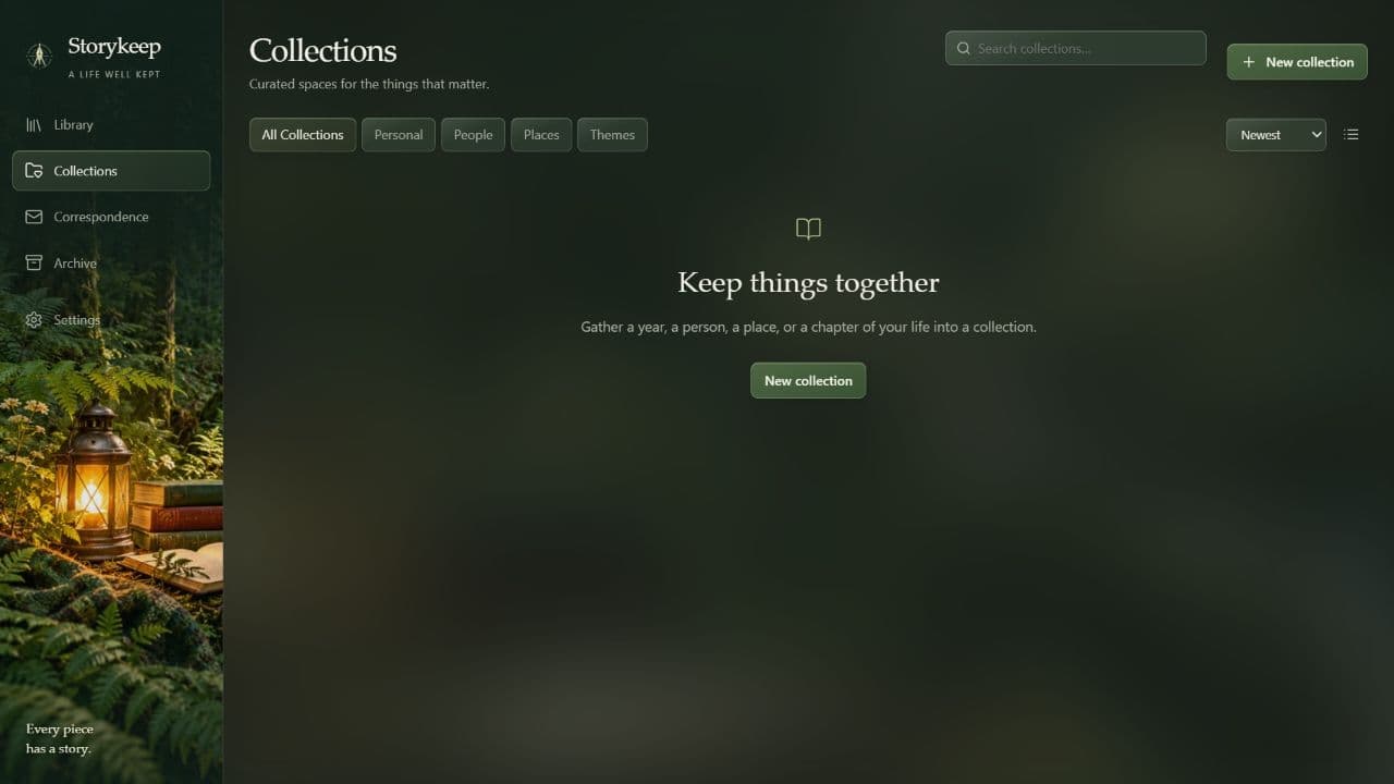 Storykeep Collections with Personal, People, Places, and Themes